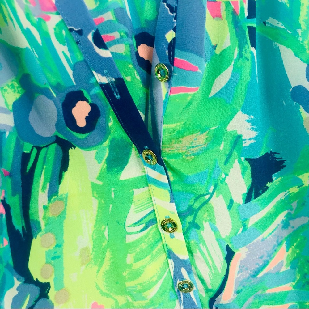 Lilly Pulitzer Tropical Leaf Print Midi Dress in Aqua, Lime & Pink - Picture 7 of 10